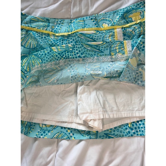 Lilly Pulitzer Skort Seashell Print Golf‎ Athletic Aqua Yellow Size 6 - Picture 4 of 7